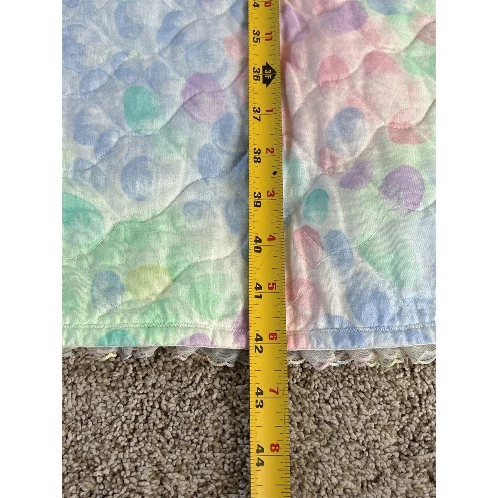 Vtg Handmade Reversible‎ Baby Quilt Blanket Marching Teddy Bear Parade Pastel